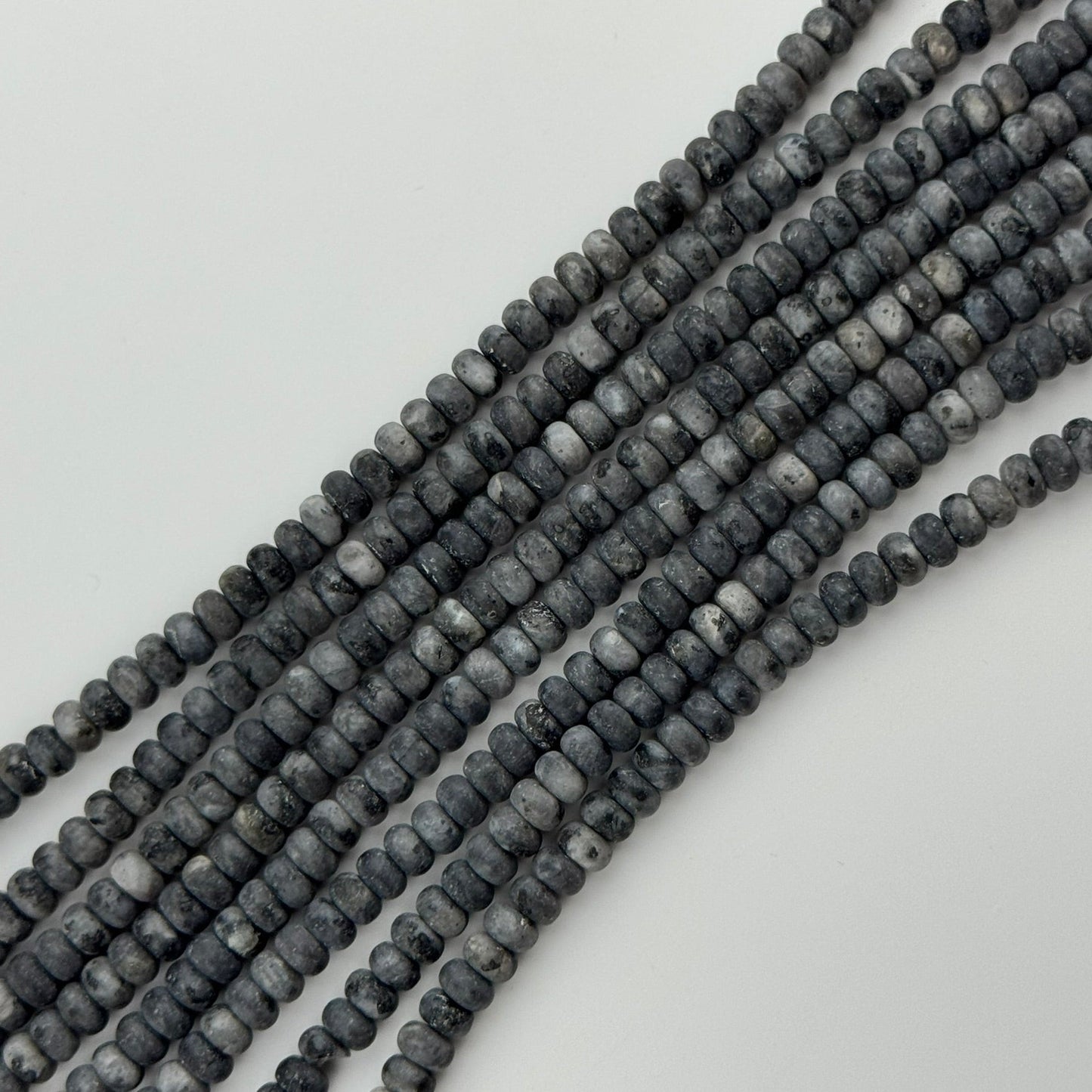 Larvikite Frosted 6-10mm Rondelle Beads