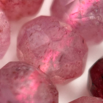 Raspberry Quartz Beads - Faceted Rondelle Beads