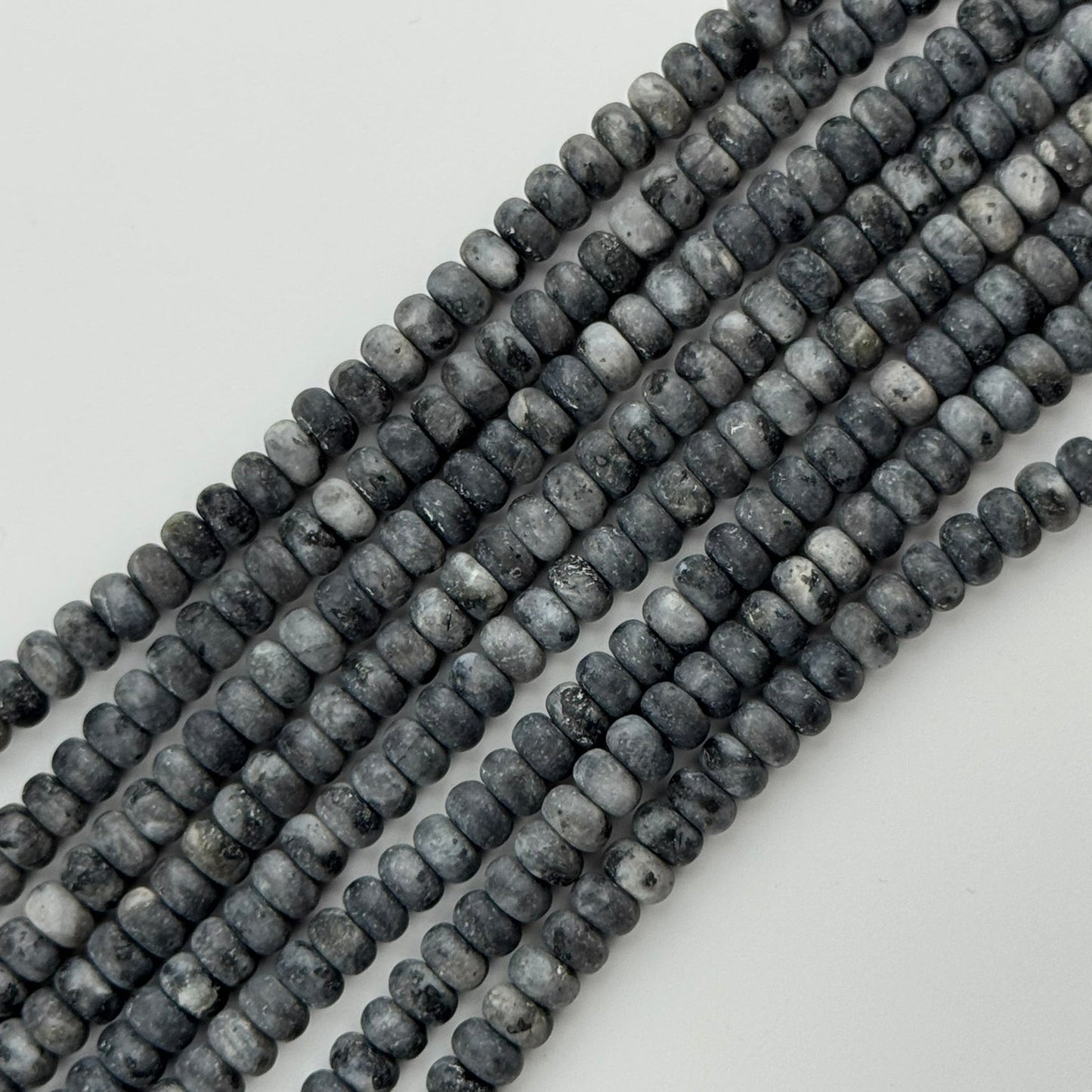 Larvikite Frosted 6-10mm Rondelle Beads