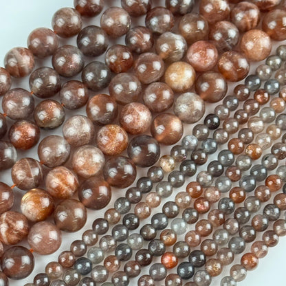 Burgundy Sunstone Polished Round Beads (AAA Quality)