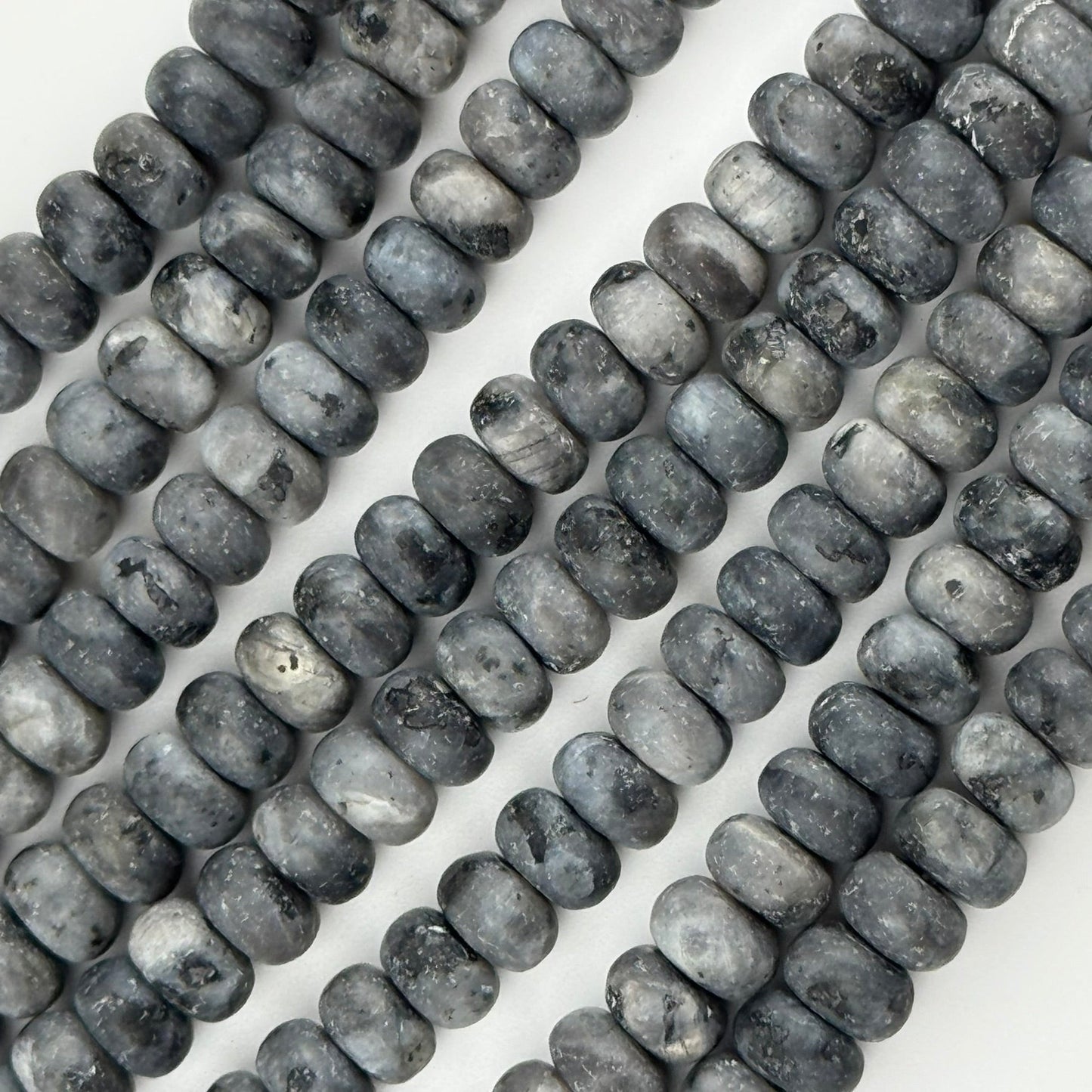 Larvikite Frosted 6-10mm Rondelle Beads