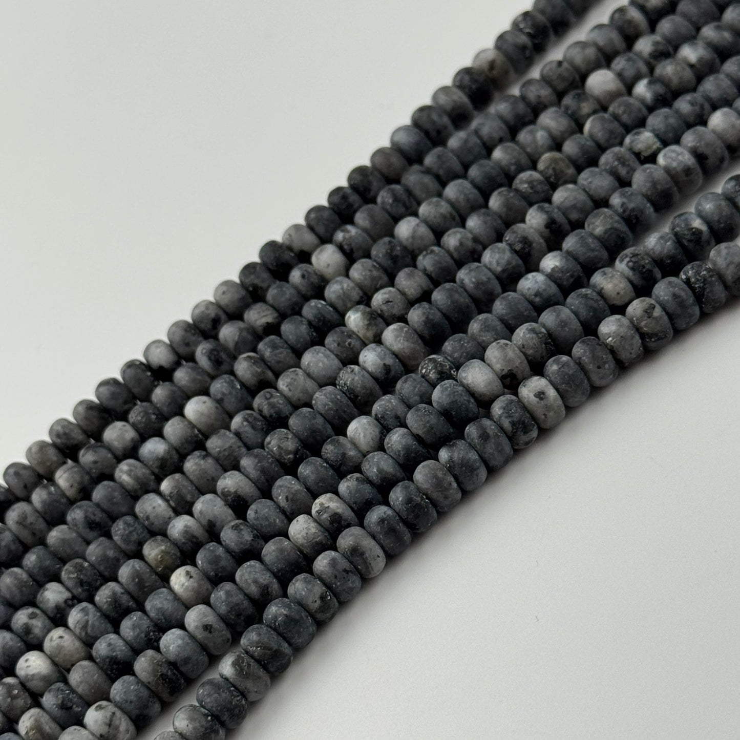 Larvikite Frosted 6-10mm Rondelle Beads