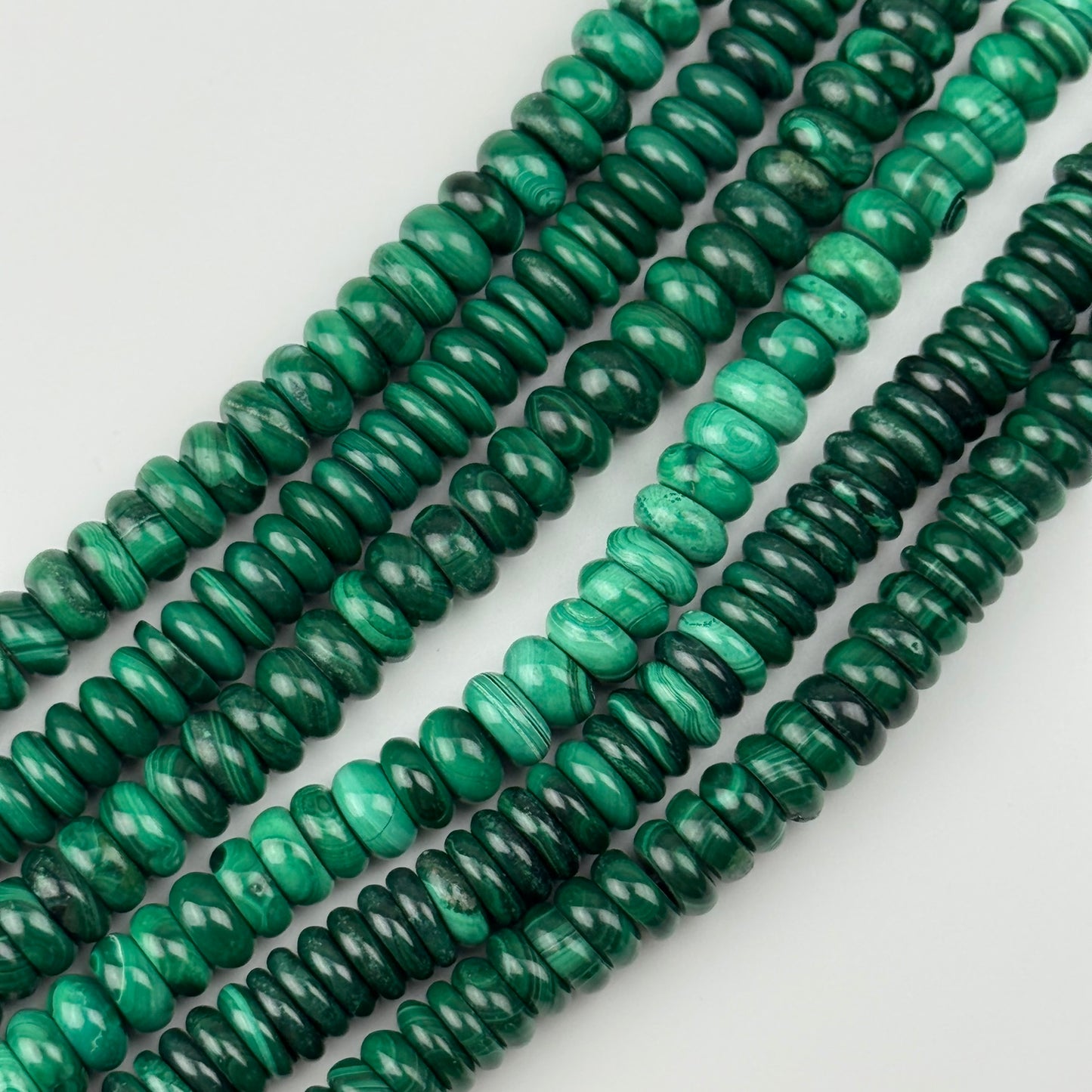 Malachite Beads - Rondelle Polished