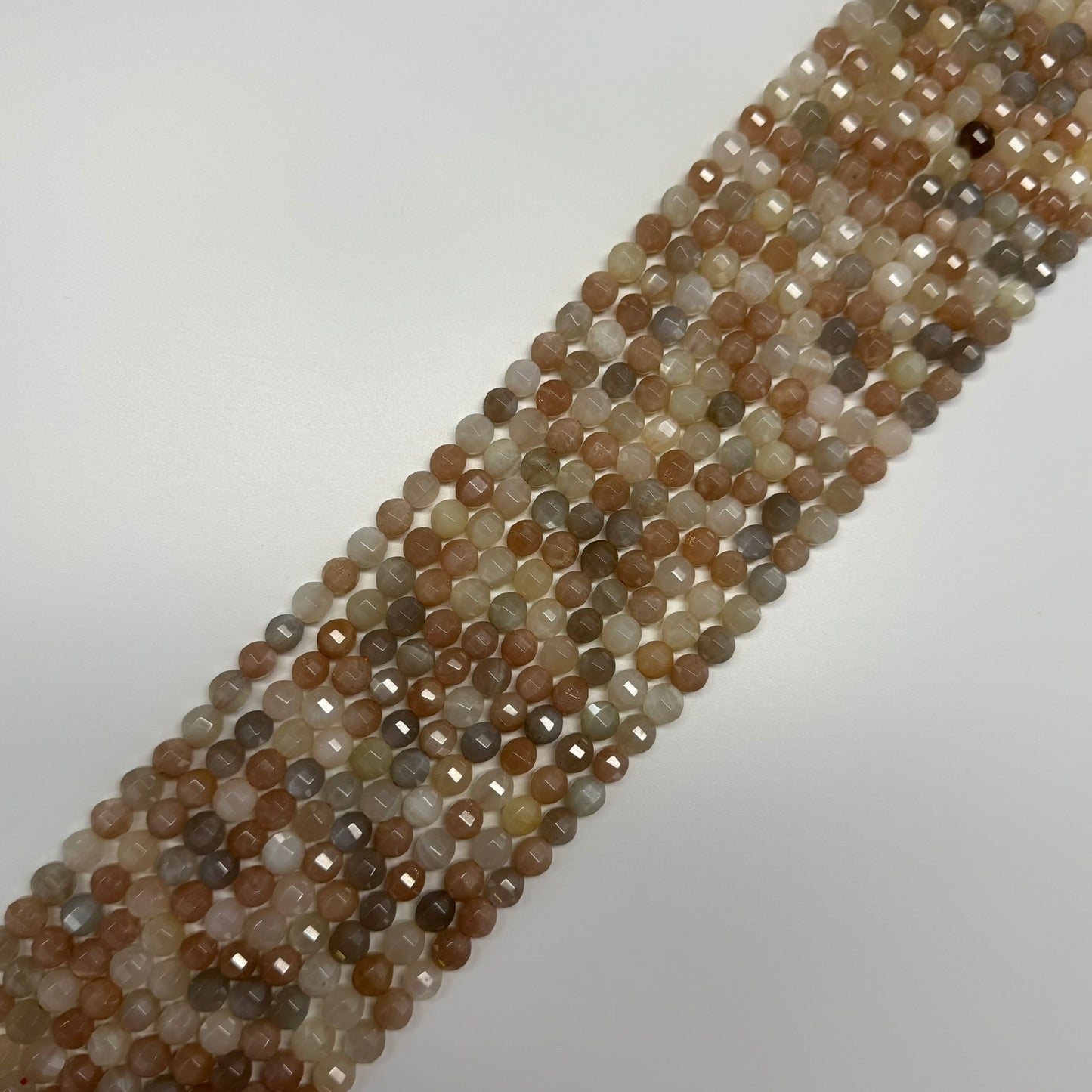 Mixed Colour Sunstone & Moonstone Faceted Round Beads - (AA Quality)