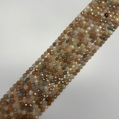 Mixed Colour Sunstone & Moonstone Faceted Round Gemstone Beads - (AA Quality)