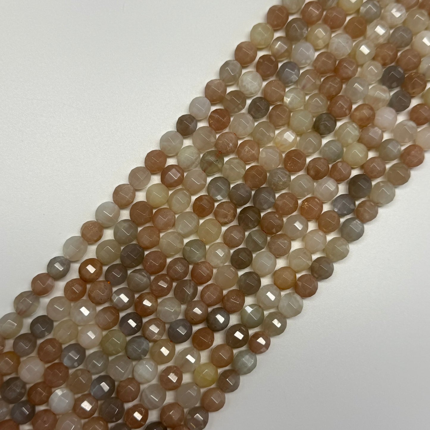 Mixed Colour Sunstone & Moonstone Faceted Round Beads - (AA Quality)