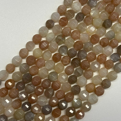 Mixed Colour Sunstone & Moonstone Faceted Round Gemstone Beads - (AA Quality)