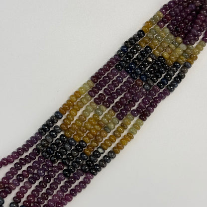 Ruby Sapphire Polished Rondelle Natural Gemstone Beads - (AAA Quality)