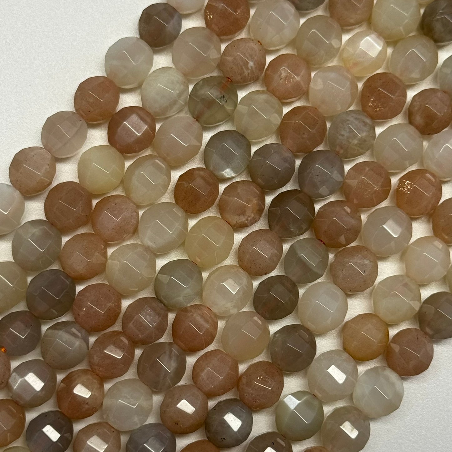 Mixed Colour Sunstone & Moonstone Faceted Round Beads - (AA Quality)
