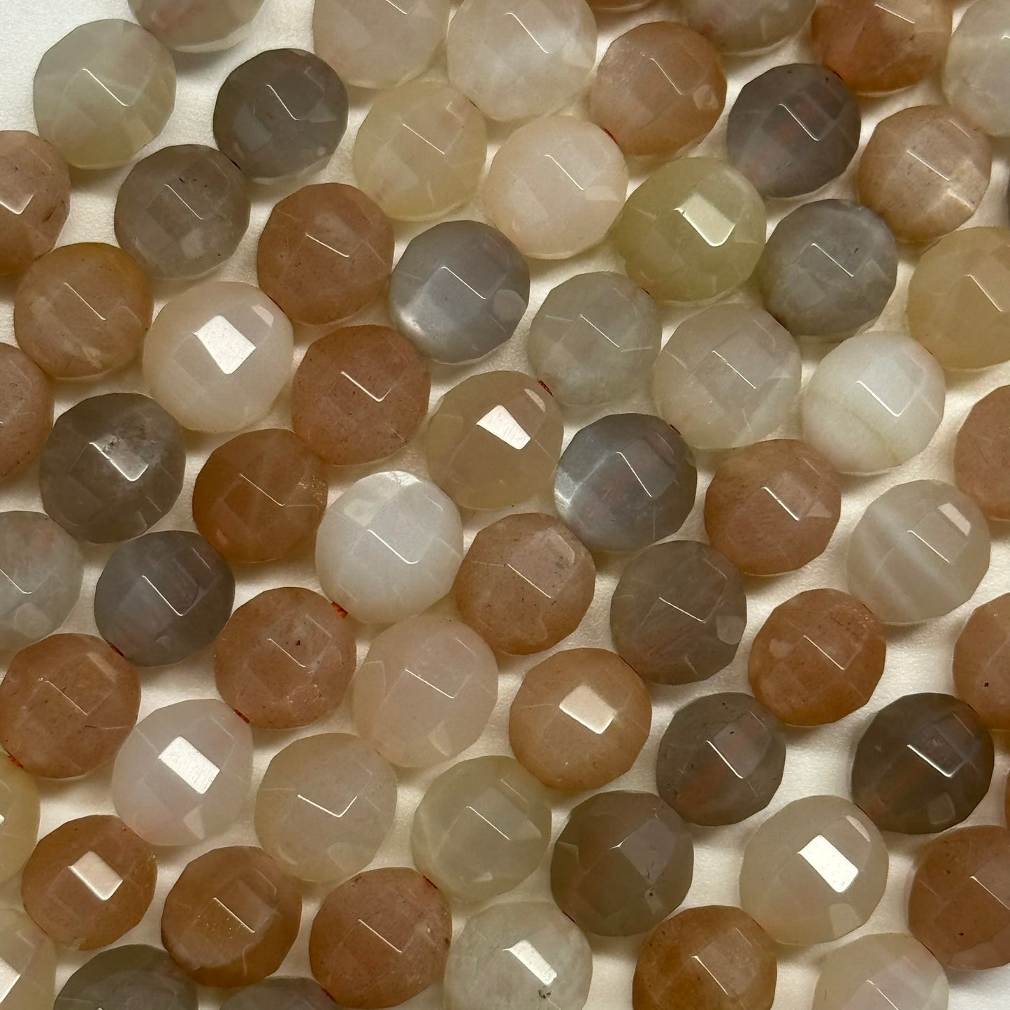 Mixed Colour Sunstone & Moonstone Faceted Round Beads - (AA Quality)