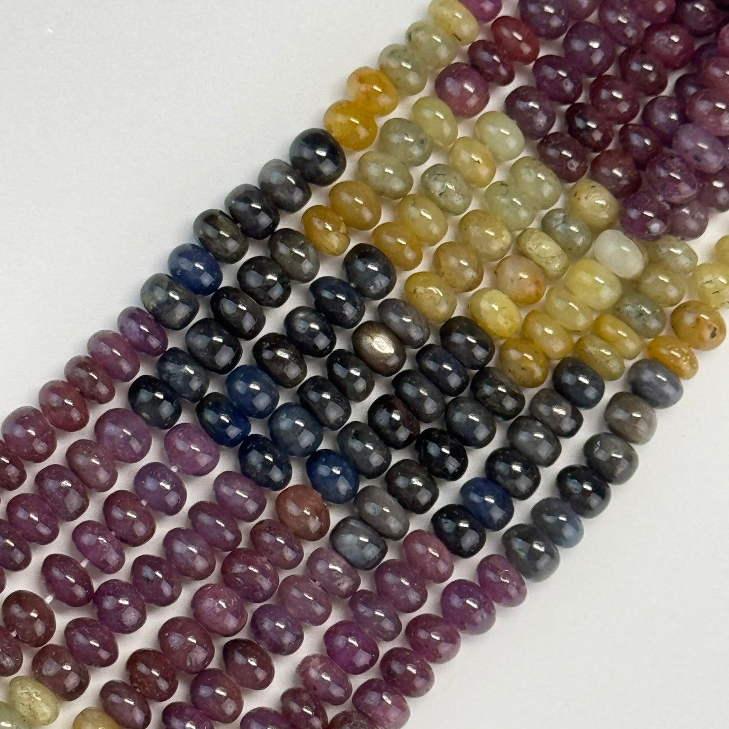 Ruby Sapphire Polished Rondelle Natural Gemstone Beads - (AAA Quality)
