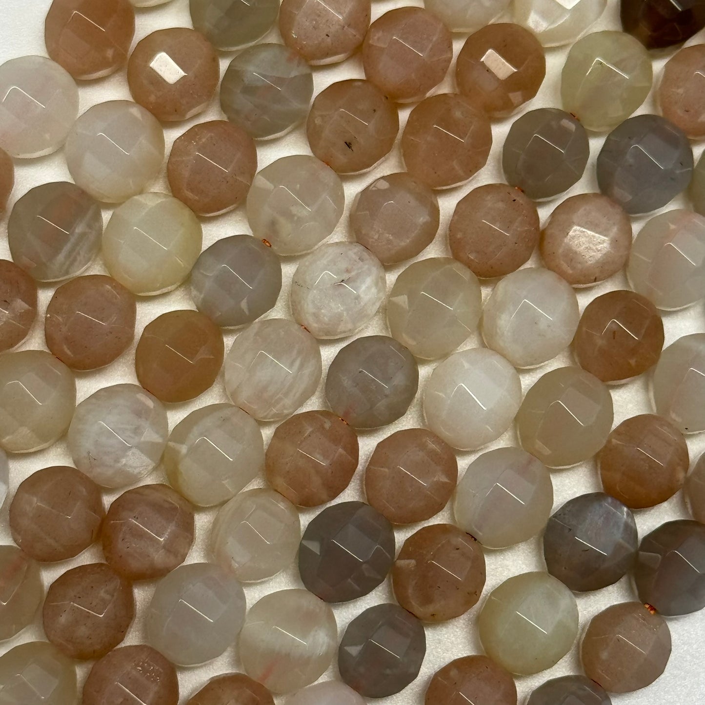 Mixed Colour Sunstone & Moonstone Faceted Round Beads - (AA Quality)