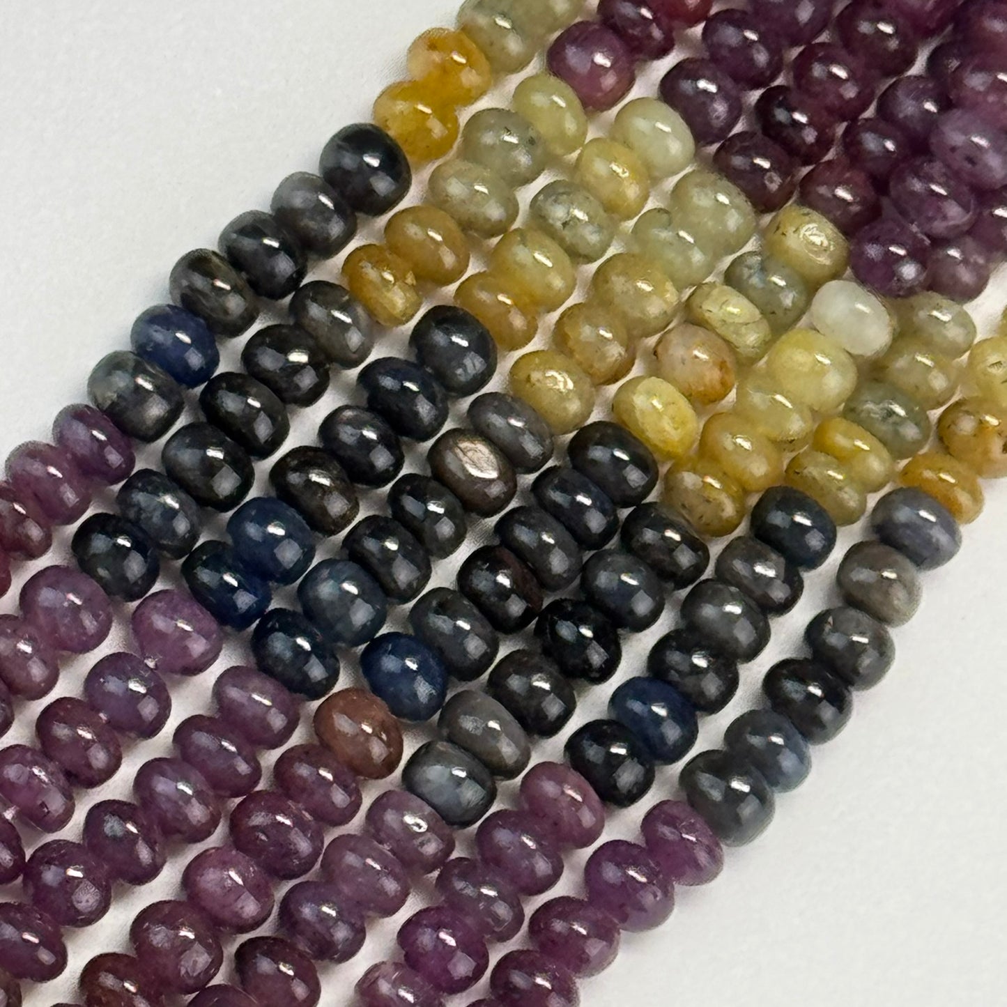 Ruby Sapphire Polished Rondelle Natural Gemstone Beads - (AAA Quality)