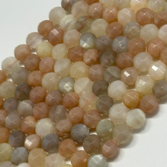 Mixed Colour Sunstone & Moonstone Faceted Round Beads - (AA Quality)