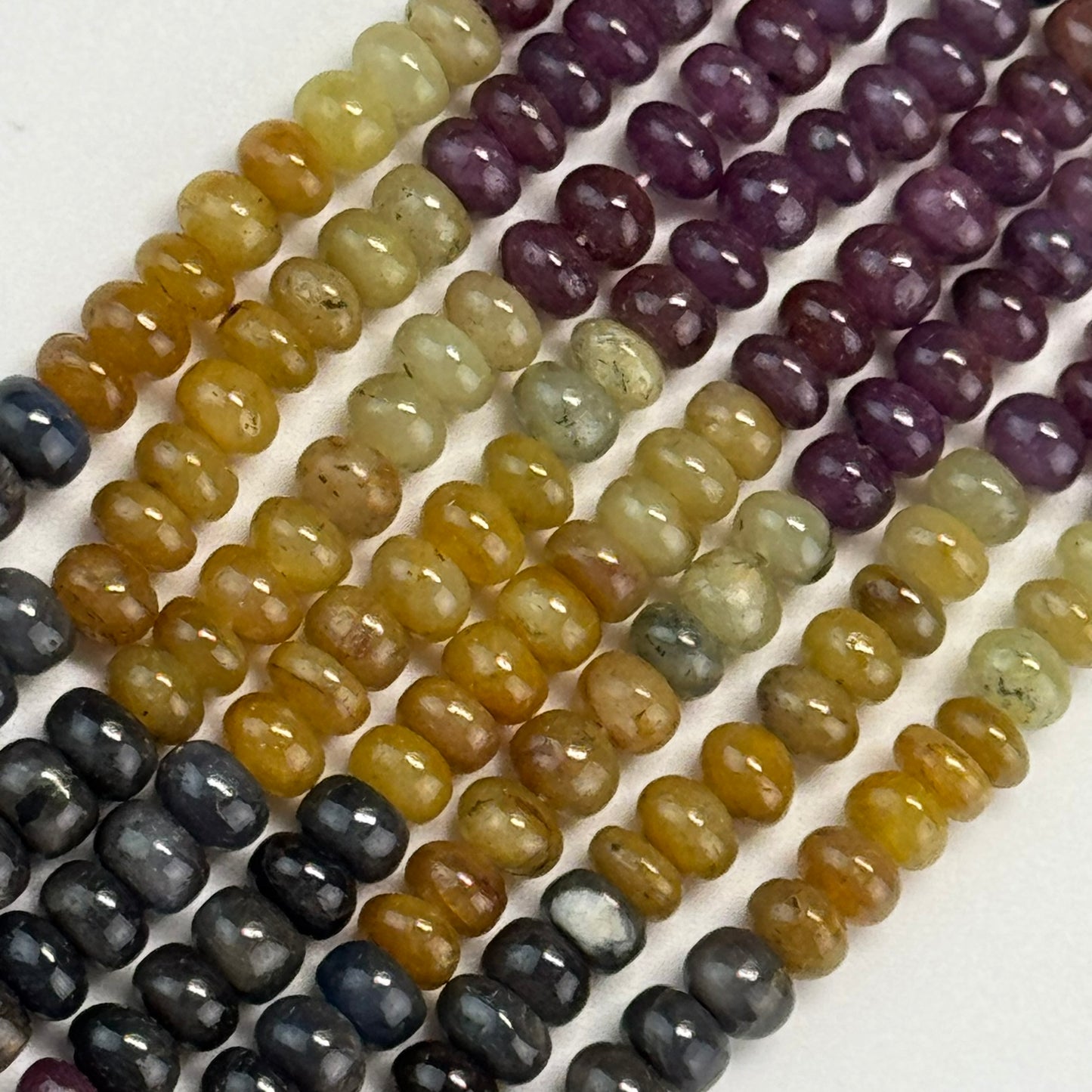 Ruby Sapphire Polished Rondelle Natural Gemstone Beads - (AAA Quality)