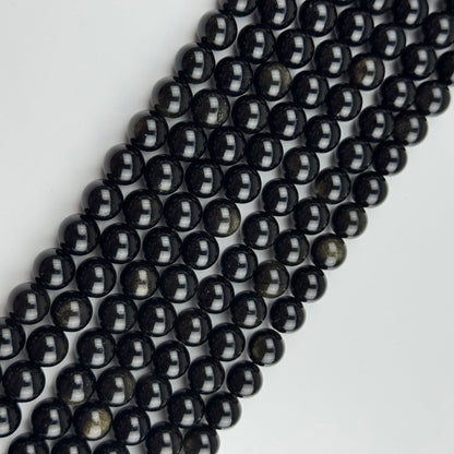 Obsidian Gold Sheen Polished  Round Beads - (AA Quality)
