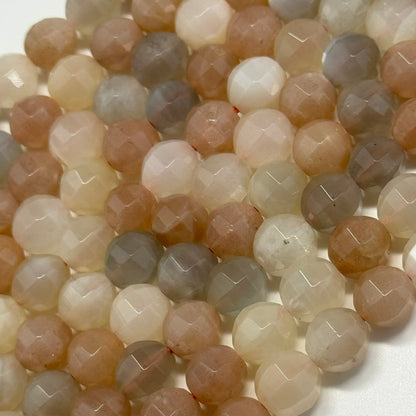 Mixed Colour Sunstone & Moonstone Faceted Round Gemstone Beads - (AA Quality)