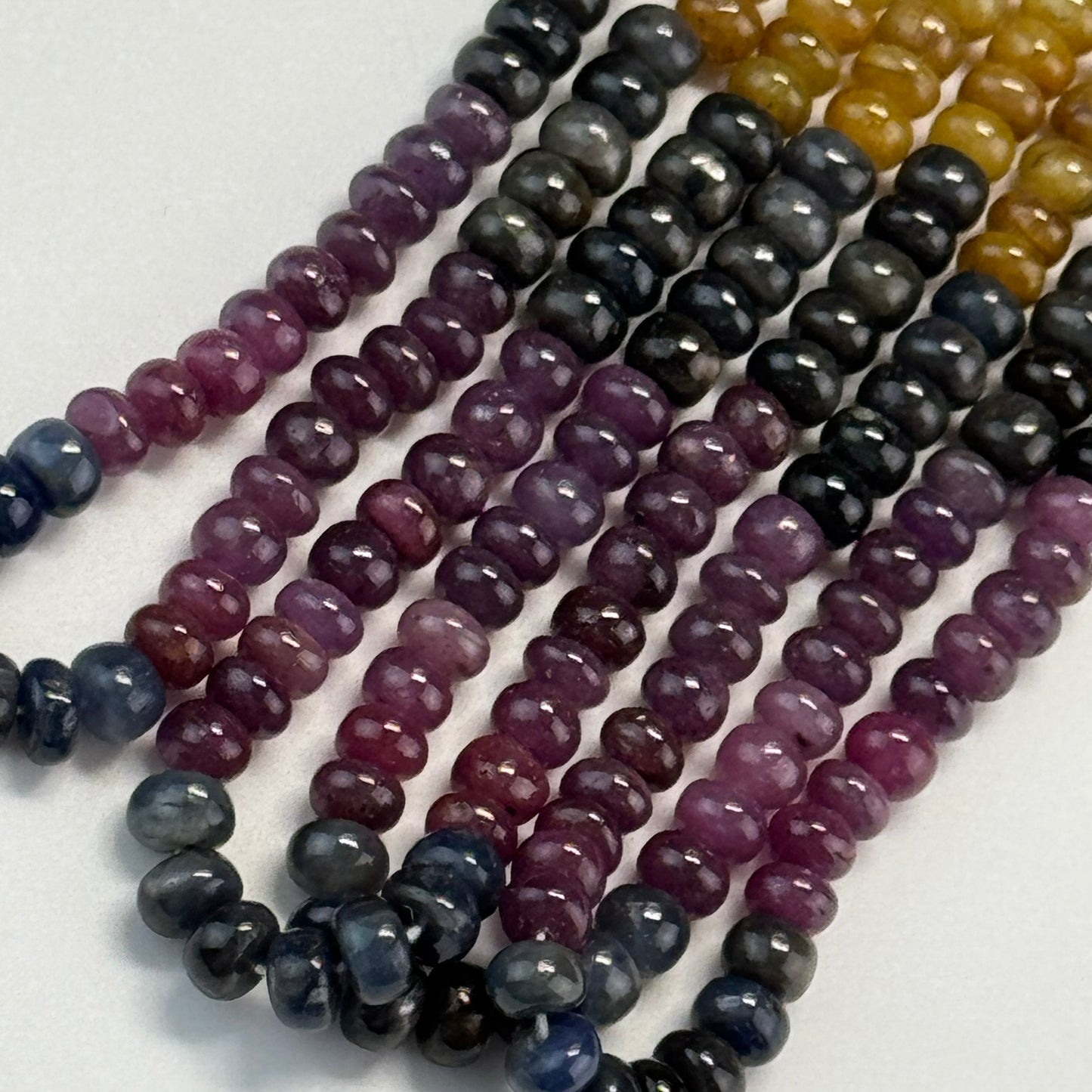 Ruby Sapphire Polished Rondelle Natural Gemstone Beads - (AAA Quality)