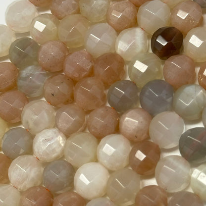Mixed Colour Sunstone & Moonstone Faceted Round Gemstone Beads - (AA Quality)