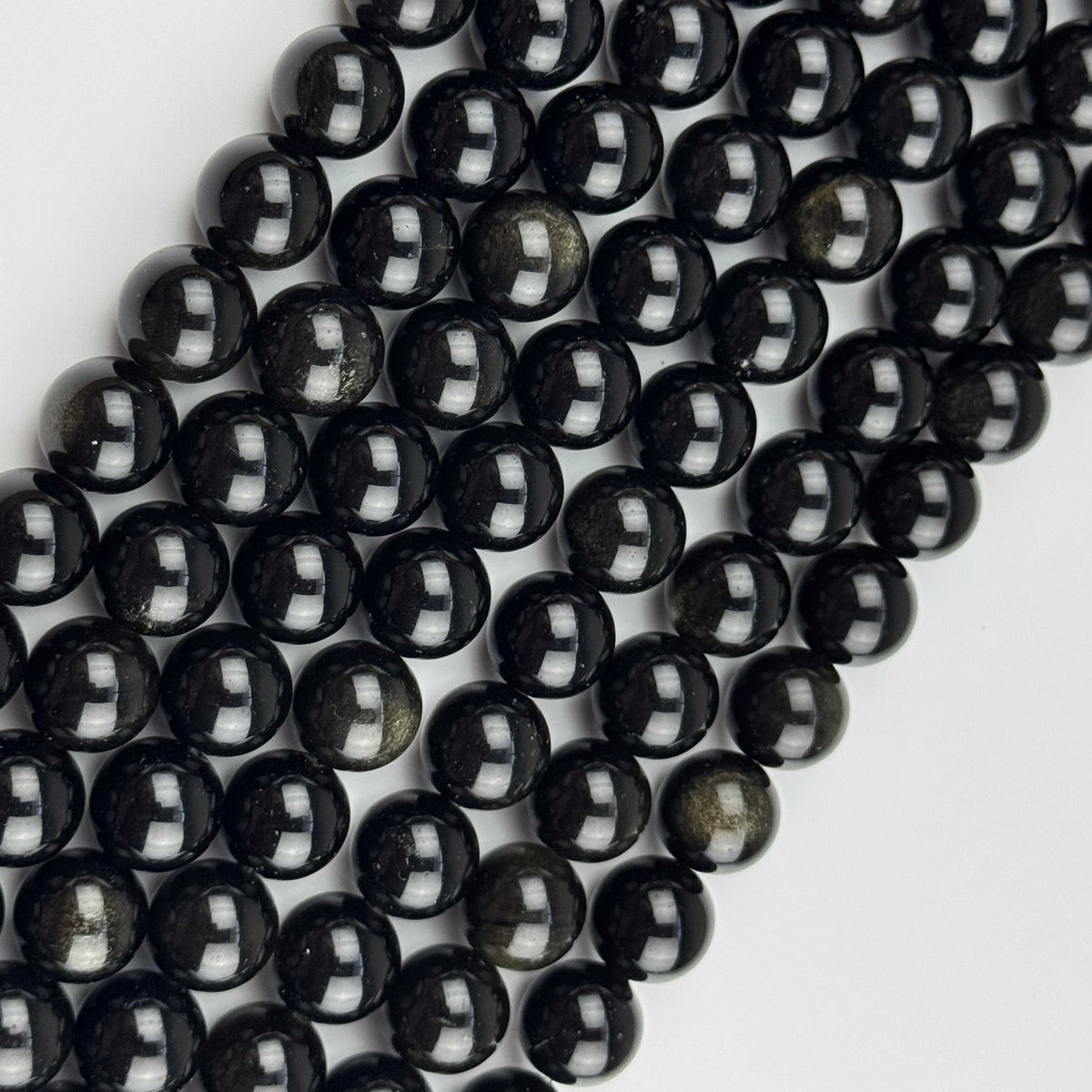 Obsidian Gold Sheen Polished  Round Beads - (AA Quality)