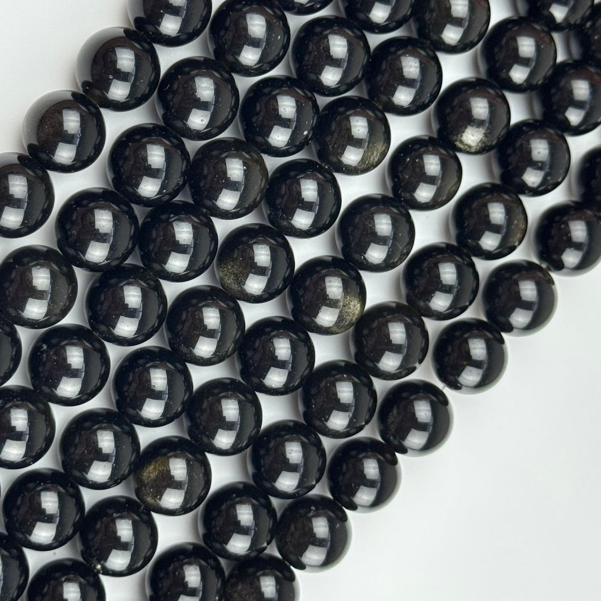 Obsidian Gold Sheen Polished  Round Beads - (AA Quality)