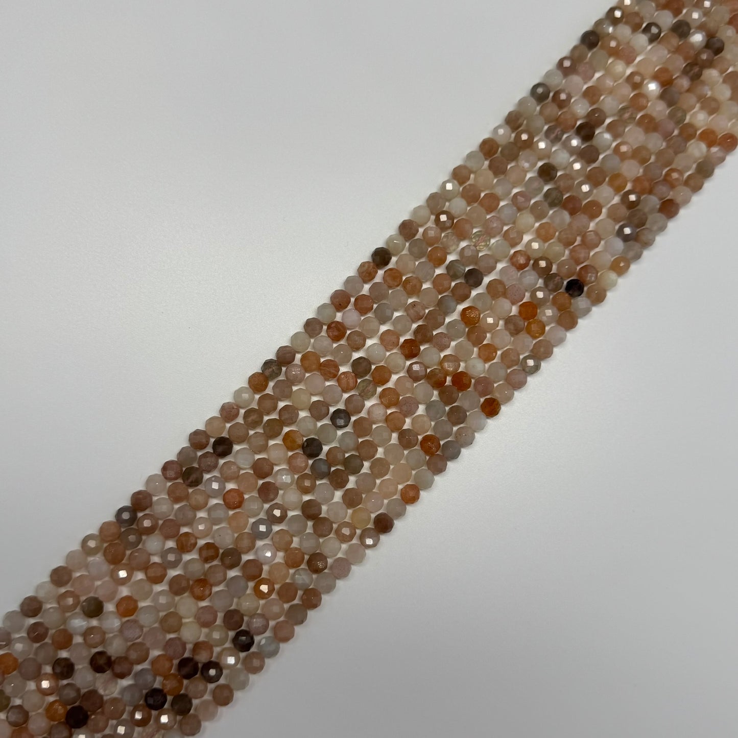 Mixed Colour Sunstone & Moonstone Faceted Round Beads - (AA Quality)