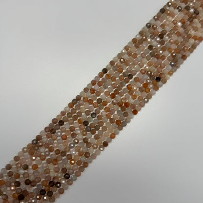 Mixed Colour Sunstone & Moonstone Faceted Round Gemstone Beads - (AA Quality)