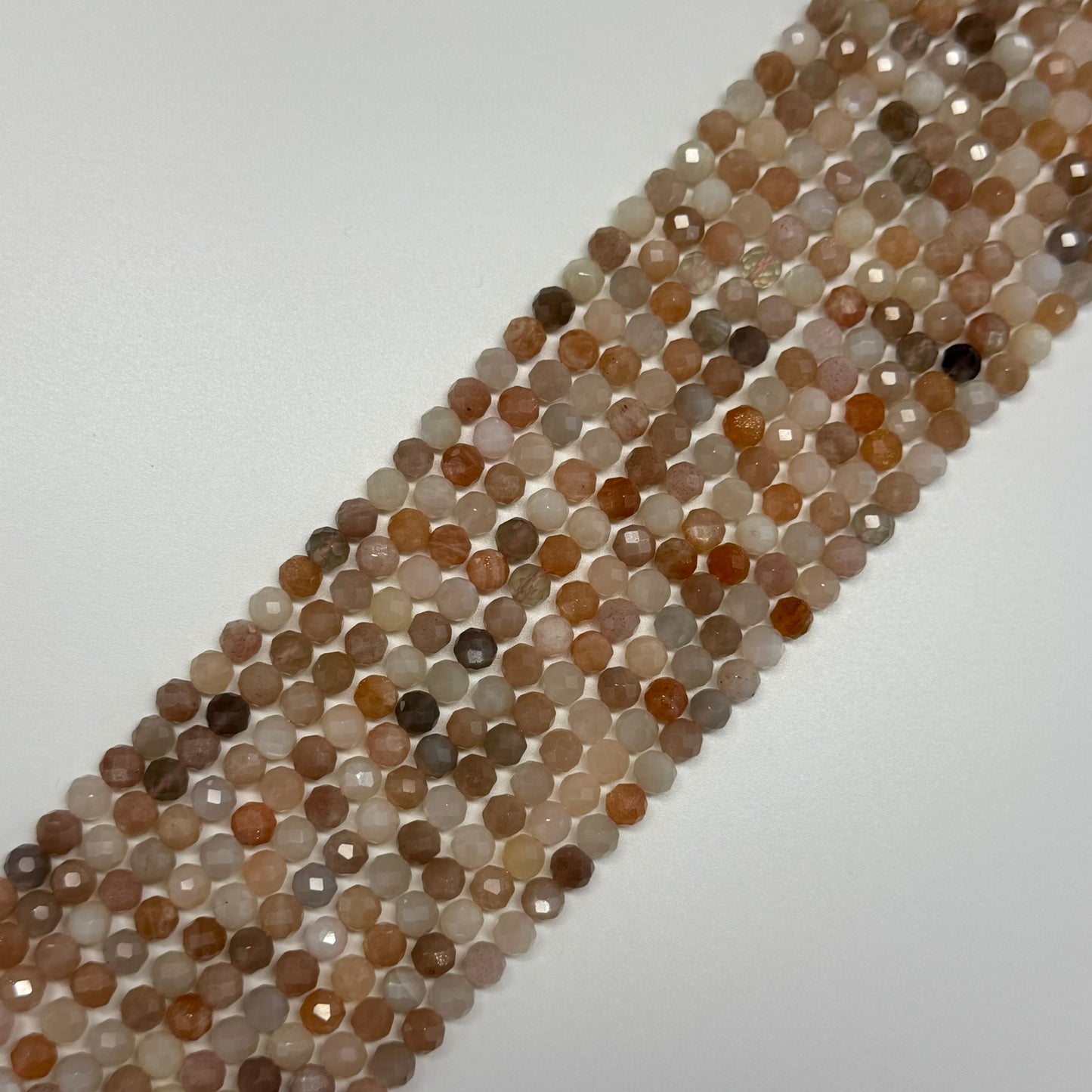 Mixed Colour Sunstone & Moonstone Faceted Round Beads - (AA Quality)