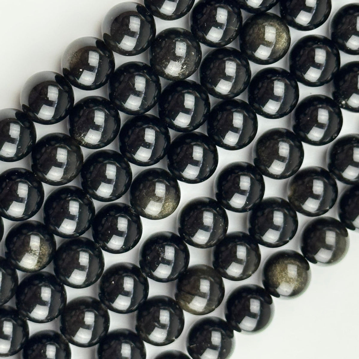Obsidian Gold Sheen Polished  Round Beads - (AA Quality)