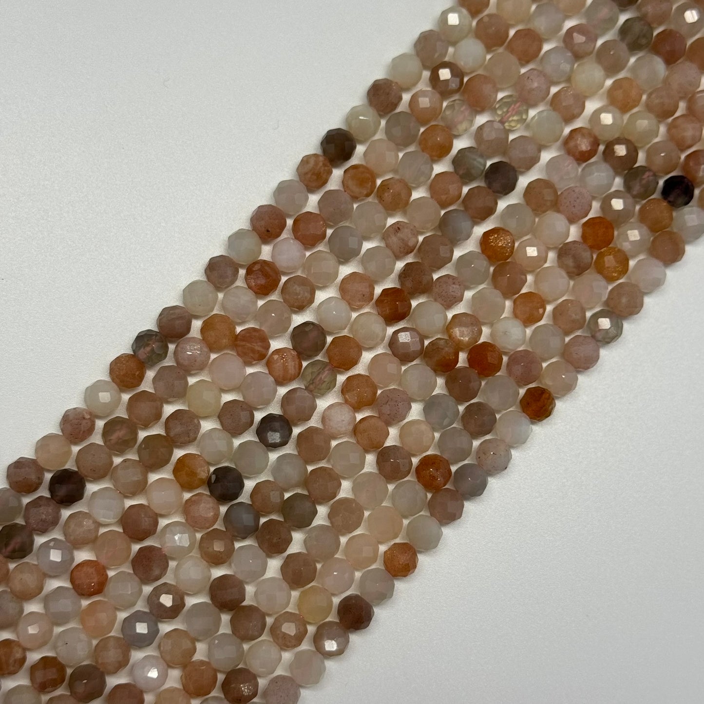 Mixed Colour Sunstone & Moonstone Faceted Round Beads - (AA Quality)