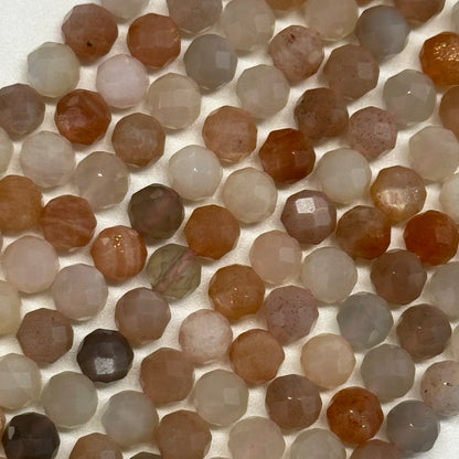 Mixed Colour Sunstone & Moonstone Faceted Round Gemstone Beads - (AA Quality)