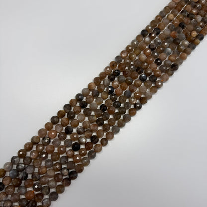 Sunstone & Moonstone Faceted Round Gemstone Beads - (AA Quality)