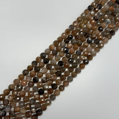 Sunstone & Moonstone Faceted Round Gemstone Beads - (AA Quality)