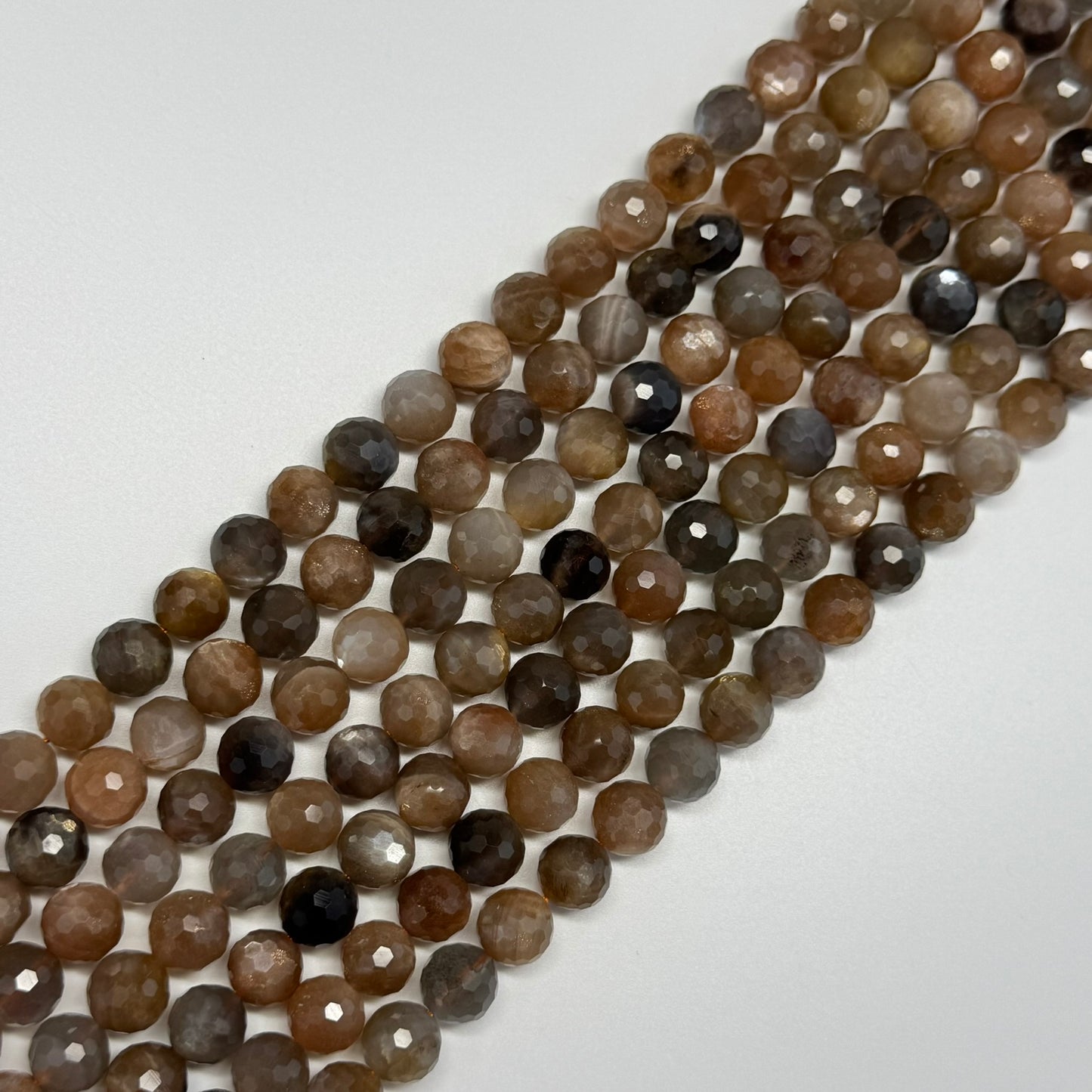 Sunstone & Moonstone Faceted Round Beads - (AA Quality)
