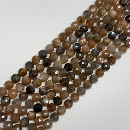 Sunstone & Moonstone Faceted Round Gemstone Beads - (AA Quality)