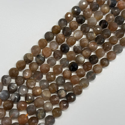 Sunstone & Moonstone Faceted Round Gemstone Beads - (AA Quality)