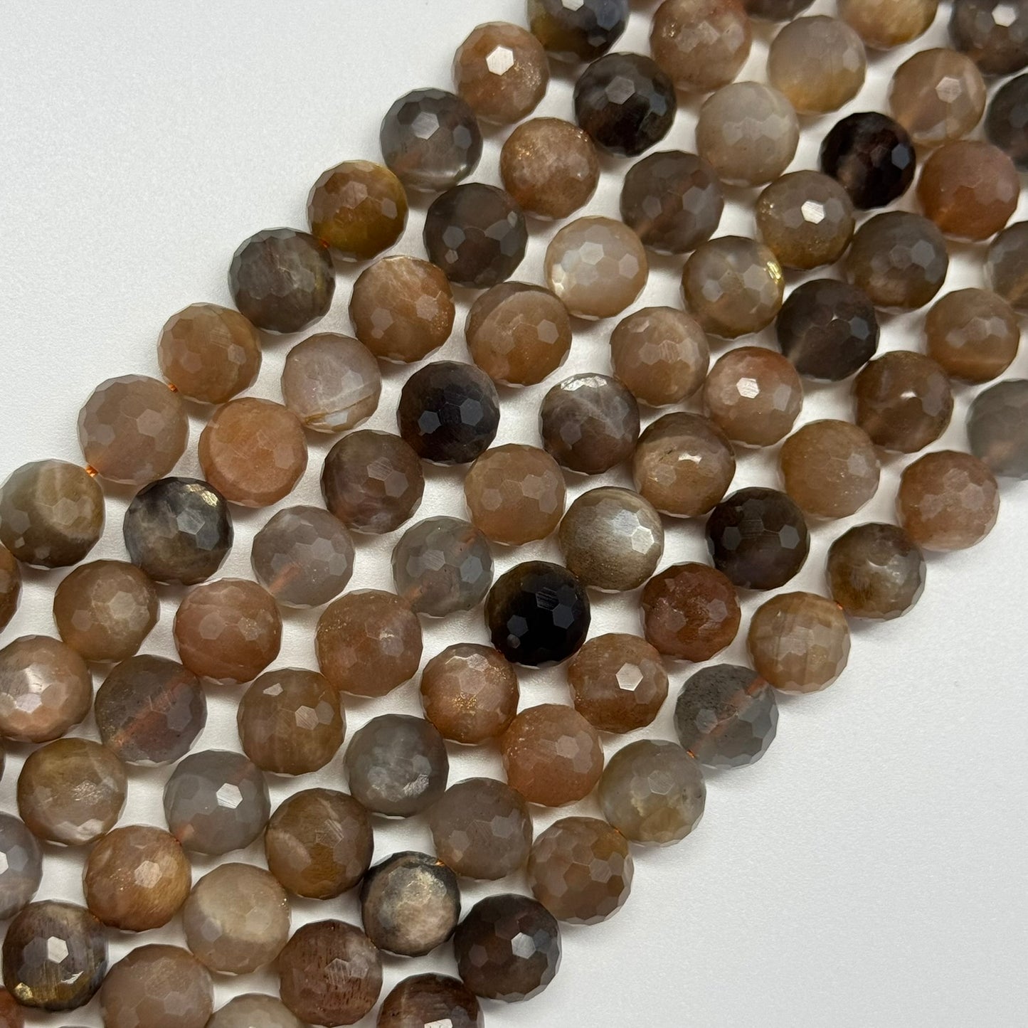 Sunstone & Moonstone Faceted Round Beads - (AA Quality)