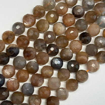 Sunstone & Moonstone Faceted Round Gemstone Beads - (AA Quality)