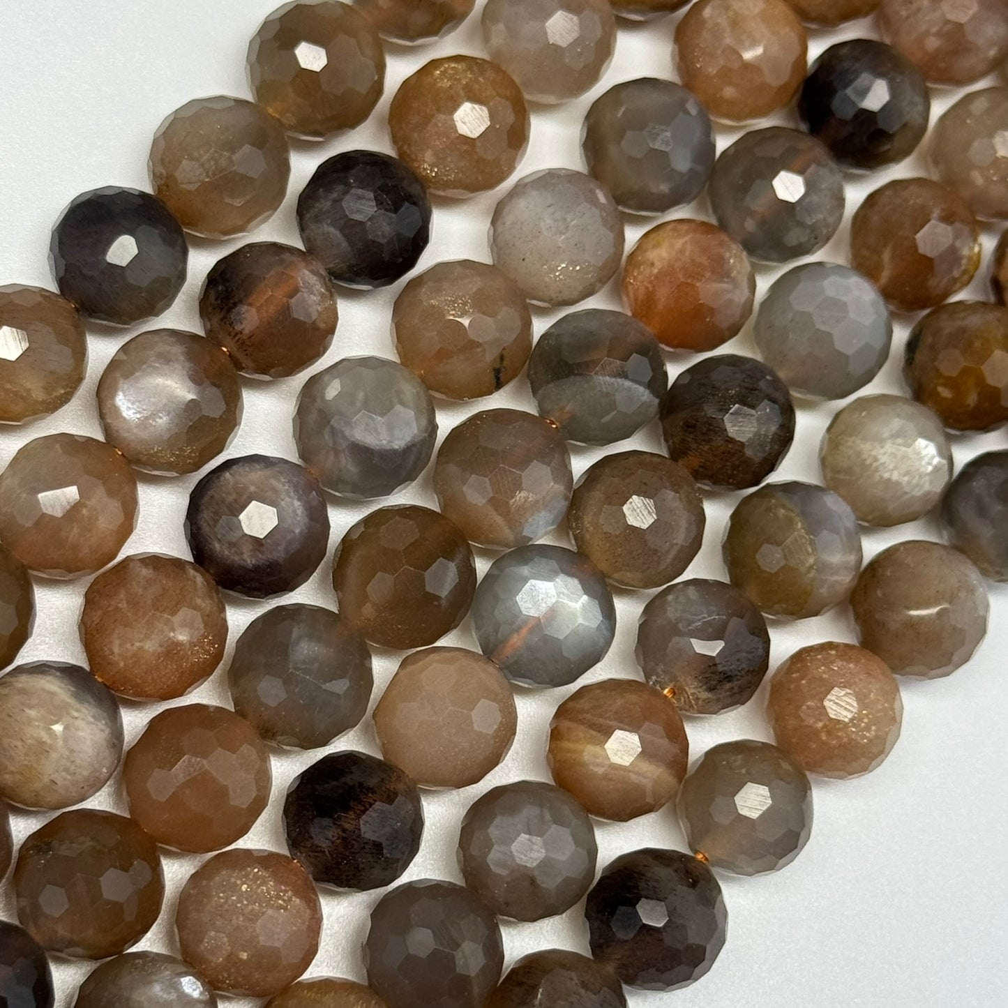Sunstone & Moonstone Faceted Round Beads - (AA Quality)