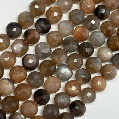 Sunstone & Moonstone Faceted Round Gemstone Beads - (AA Quality)