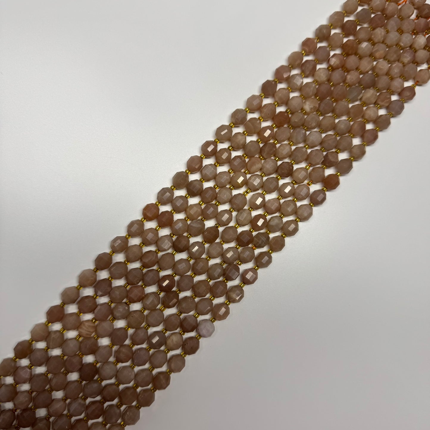 Sunstone & Moonstone Faceted Dodecahedron Beads - (AA Quality)