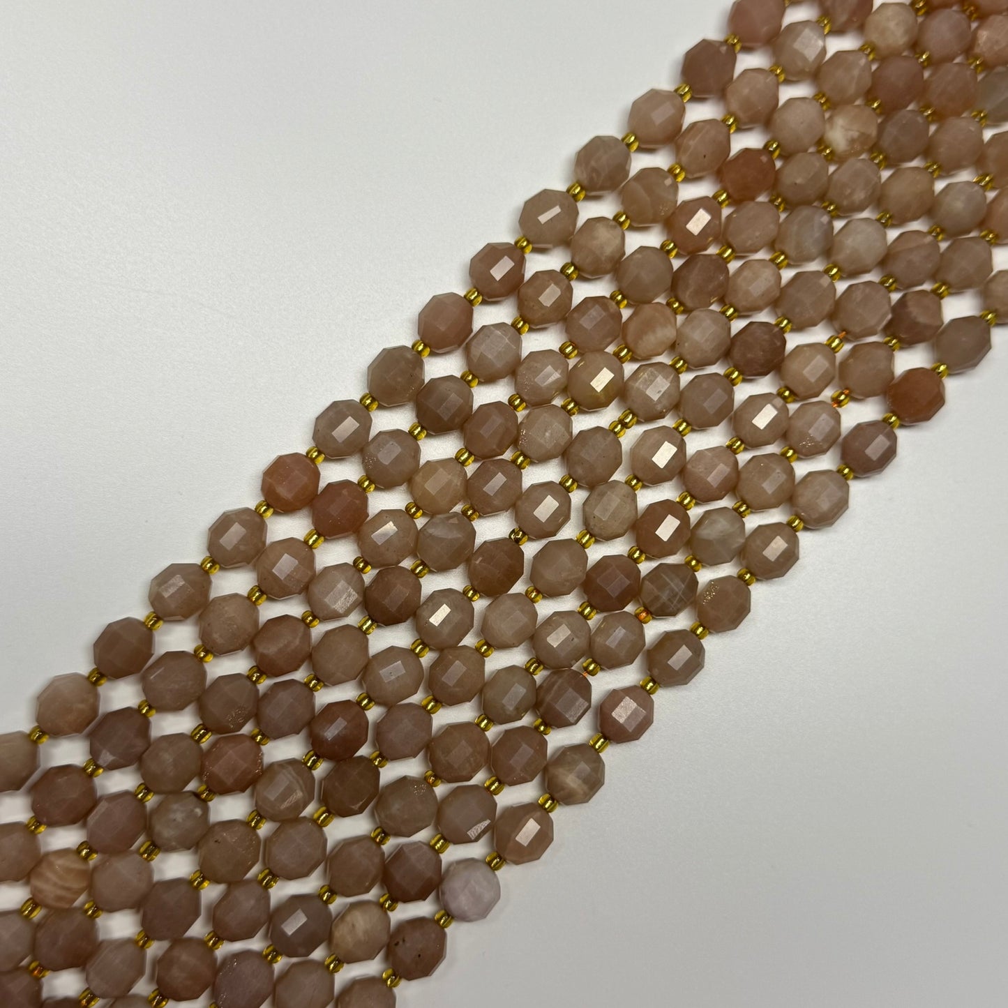 Sunstone & Moonstone Faceted Dodecahedron Beads - (AA Quality)