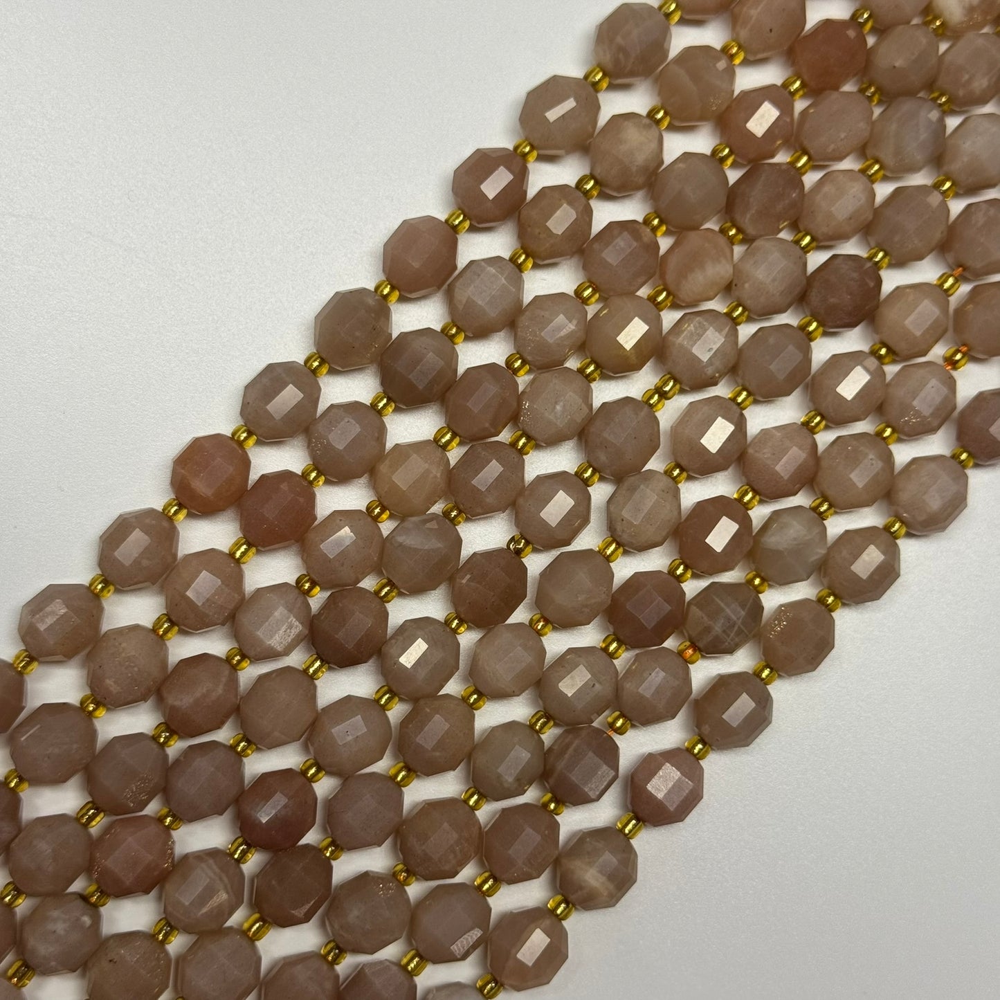 Sunstone & Moonstone Faceted Dodecahedron Beads - (AA Quality)
