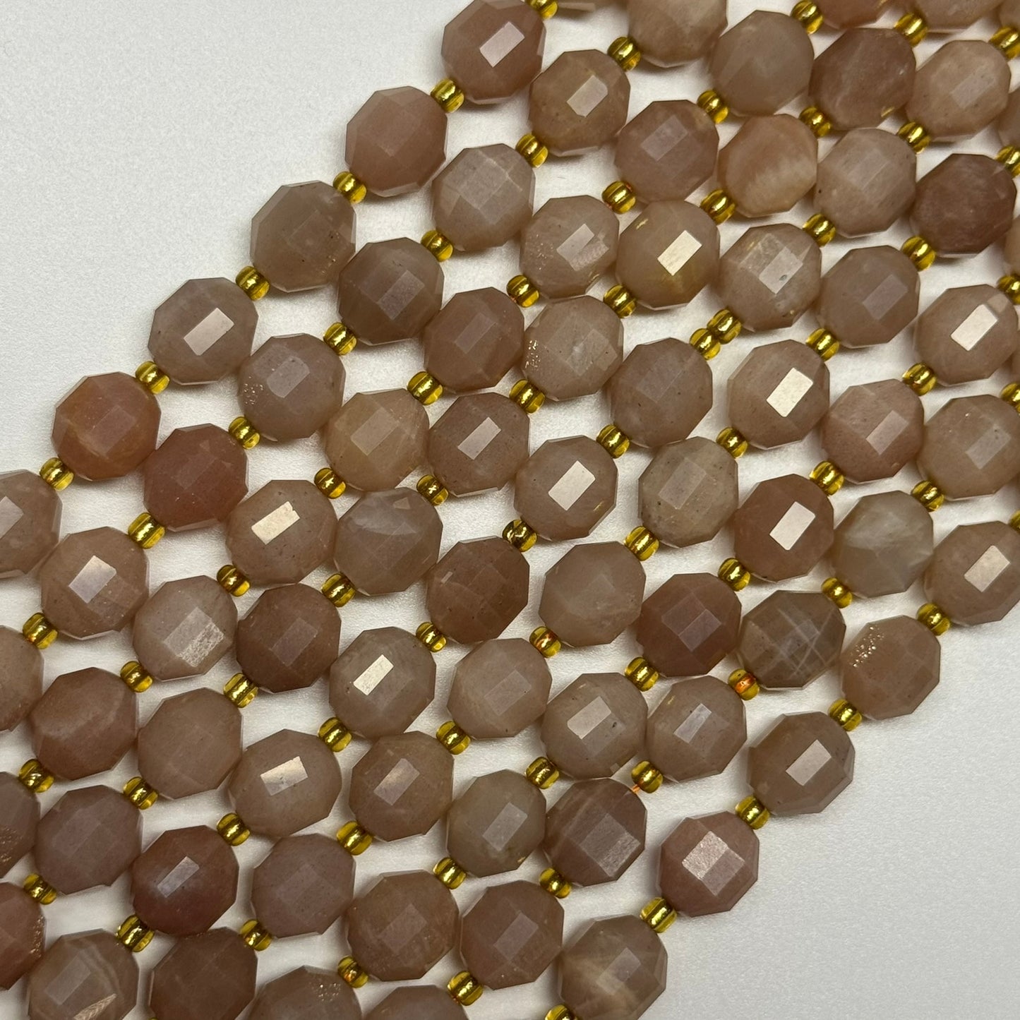Sunstone & Moonstone Faceted Dodecahedron Beads - (AA Quality)