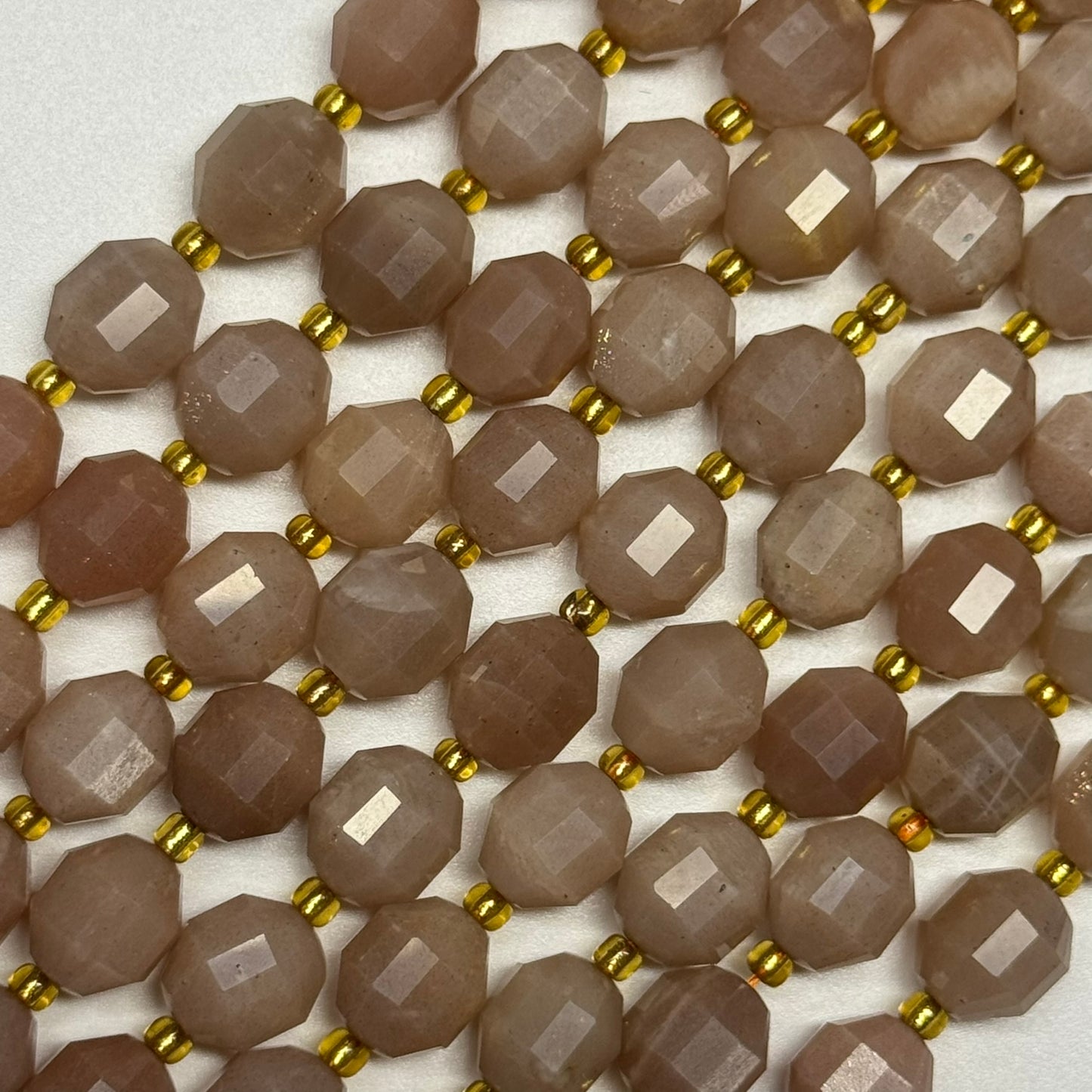 Sunstone & Moonstone Faceted Dodecahedron Beads - (AA Quality)