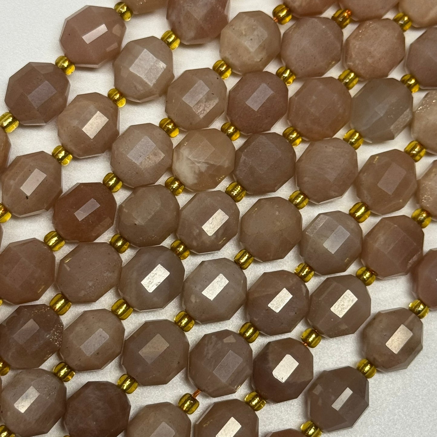Sunstone & Moonstone Faceted Dodecahedron Beads - (AA Quality)