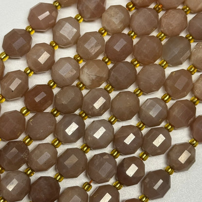 Sunstone & Moonstone Faceted Dodecahedron Gemstone Beads - (AA Quality)