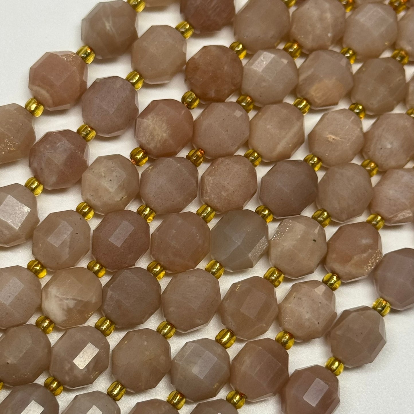 Sunstone & Moonstone Faceted Dodecahedron Beads - (AA Quality)