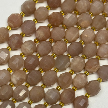 Sunstone & Moonstone Faceted Dodecahedron Gemstone Beads - (AA Quality)