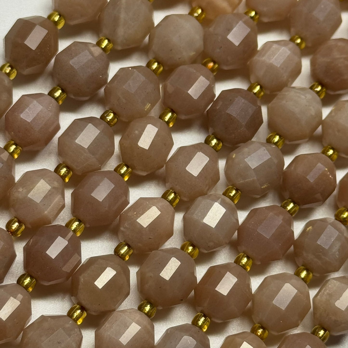 Sunstone & Moonstone Faceted Dodecahedron Beads - (AA Quality)
